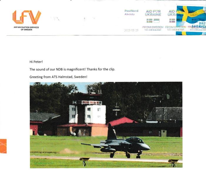 QSL NDB MF-421 kHz Halmstad