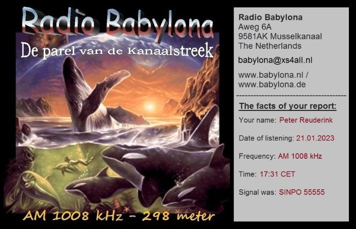QSL Radio Babylona Musselkanaal The Netherlands