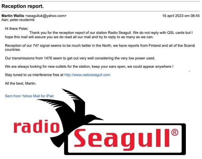 QSL Radio Seagull via CWR UK