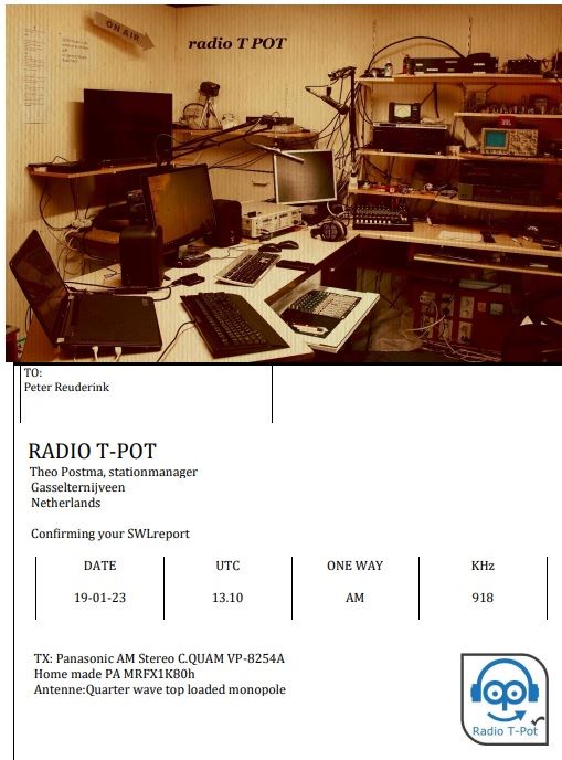 QSL Radio T-Pot, Gasselternijveen, The Netherlands