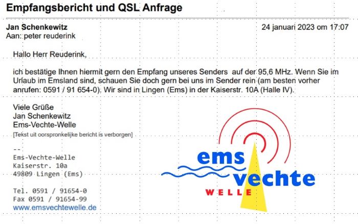 QSL Ems Vechte Welle, Lingen, Germany