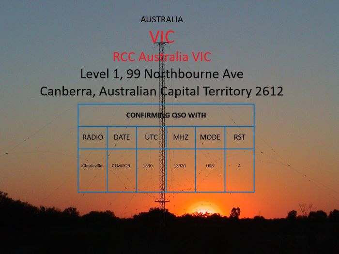 QSL Charleville VMC 13920 kHz Australia