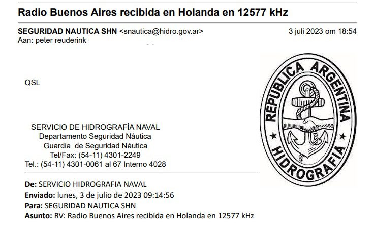 QSL Servicio Hidrografia Naval Buenos Aires