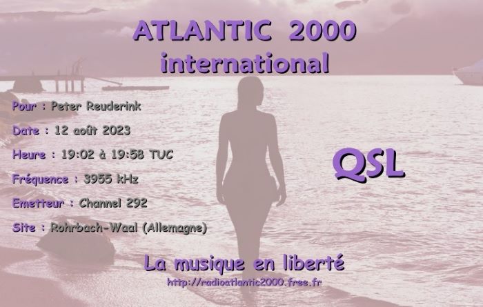 QSL Atlantic 2000 international via Ch. 292