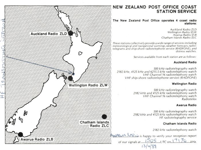 QSL Awarua Radio New Zealand