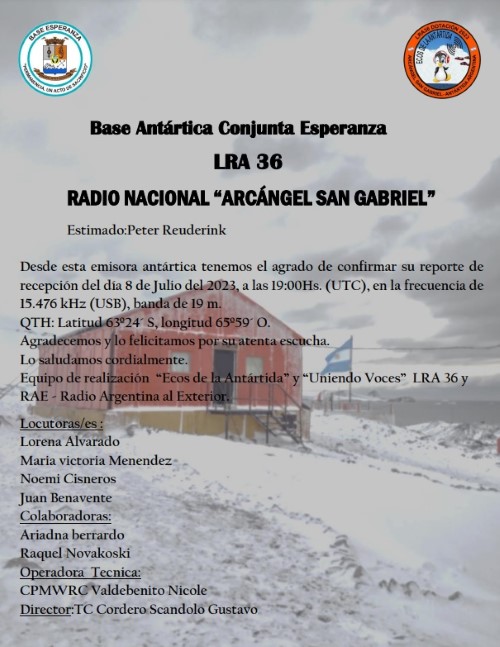 QSL LRA36 Antarctica 15476 kHz