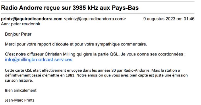 QSL Radio Andorre