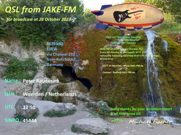 QSL Jake-FM via Channel 292
