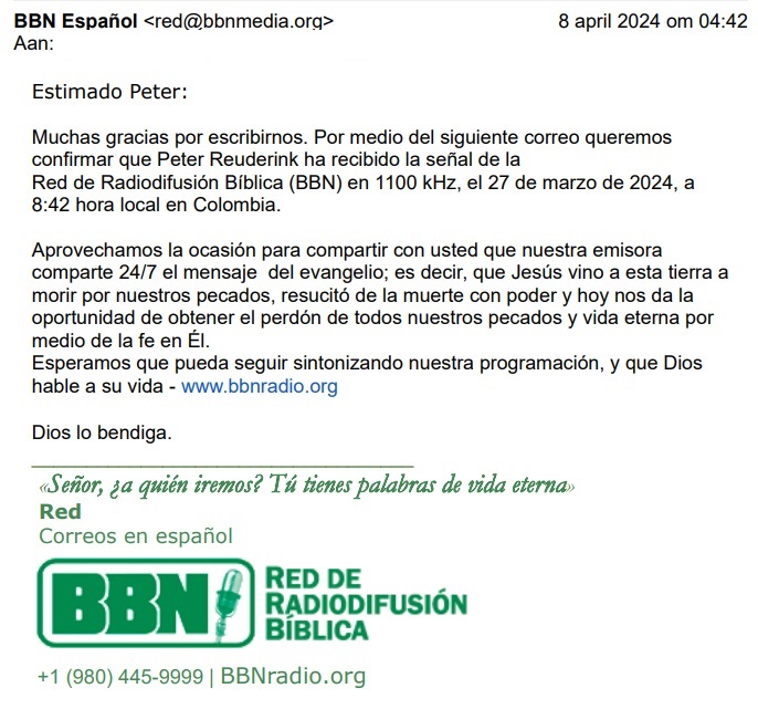 Red De Radiodifusión Biblica (BBN) from Colombia