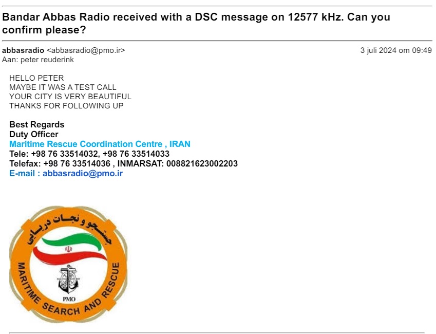 Email to QSL Bandar Abbas Radio