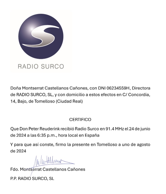 QSL Radio Surco Tomelloso 91.4 MHz